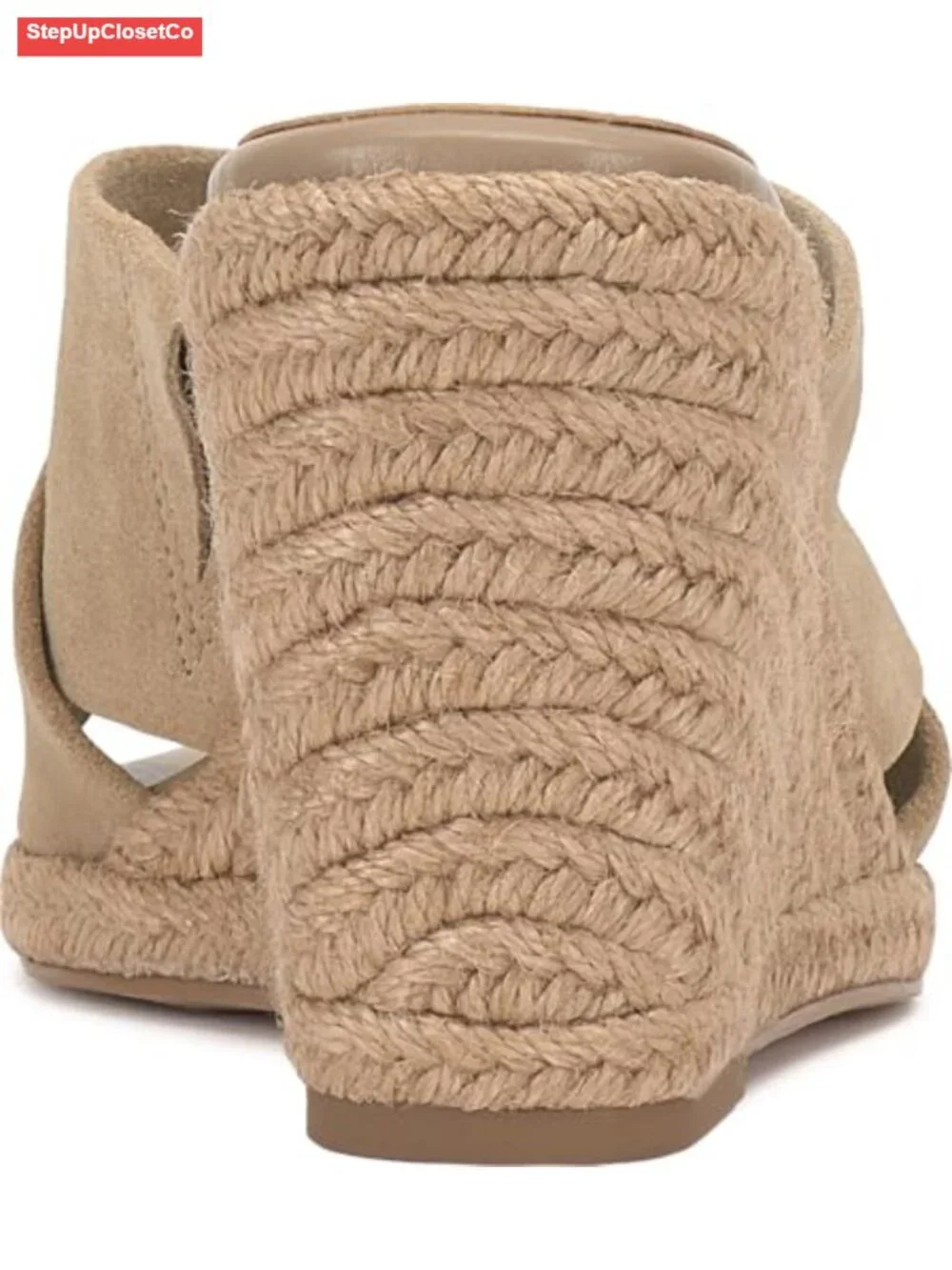 Espadrille Wedge Sandals - Suede X-Strap Slip On Woven Heels